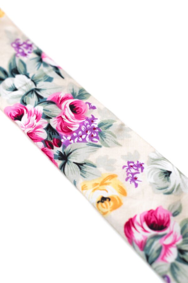 Corbata Floreada Leblon beige