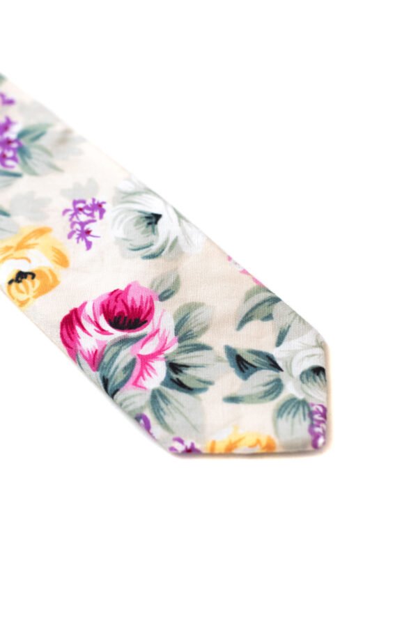 Corbata Floreada Leblon beige